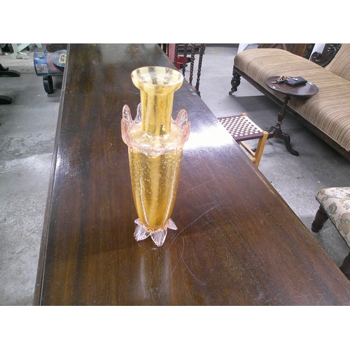 118 - Decorative yellow glass vase 28cm high