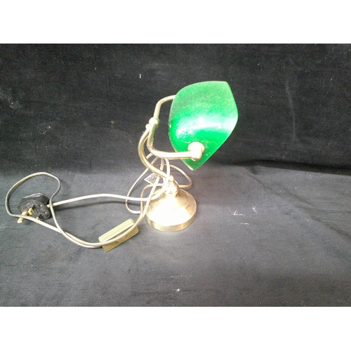 131 - Small green shade banker's lamp 24cm X 17cm