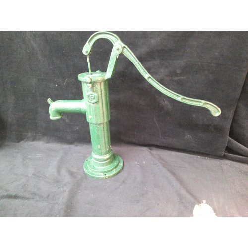 136 - Green cast iron water pump 63cm high