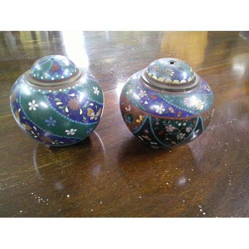 176 - Small pair of Cloissoine pots 10cm high