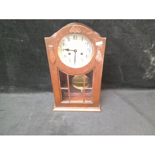 40 - Art-Deco oak clock 46cm high X 28cm wide