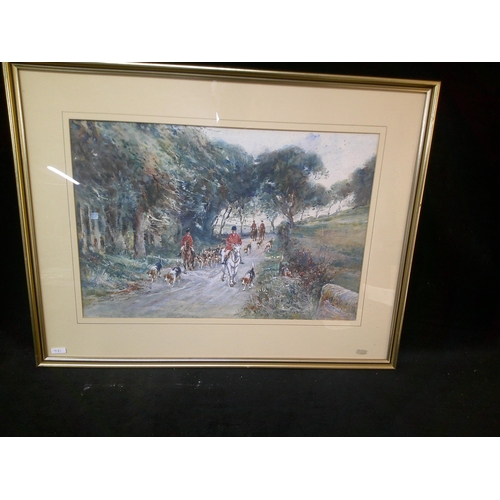 80 - Framed hunting picture by Galloway 65cm X 52cm overall