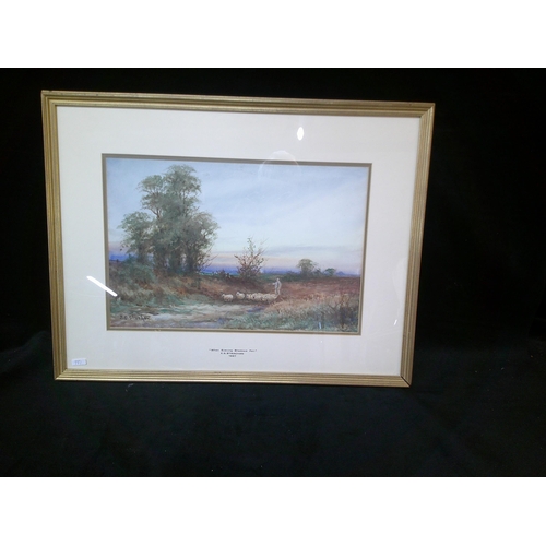 81 - Framed picture When evening shadows fall, by F.G. Strachan 65cm X 51cm overall