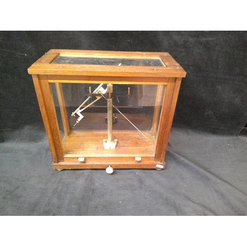 92 - Scientific scales in cabinet 40cm X 21m X 38cm