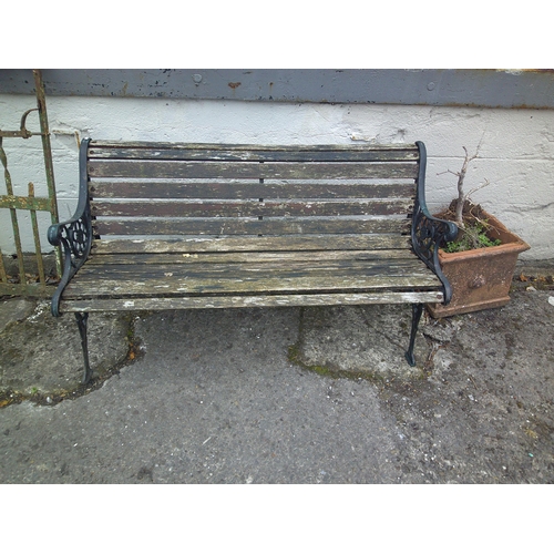 102 - Garden seat with cast iron ends 130cmW