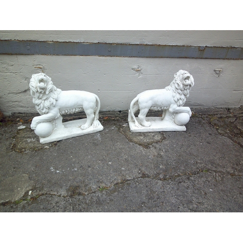 103 - Pair of Lions, garden statuary each 77cmw X 77cmH