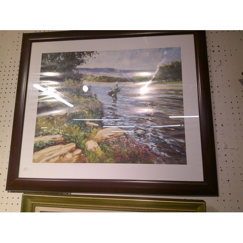 87 - Framed picture of a fisherman 58cm X 68cm overall