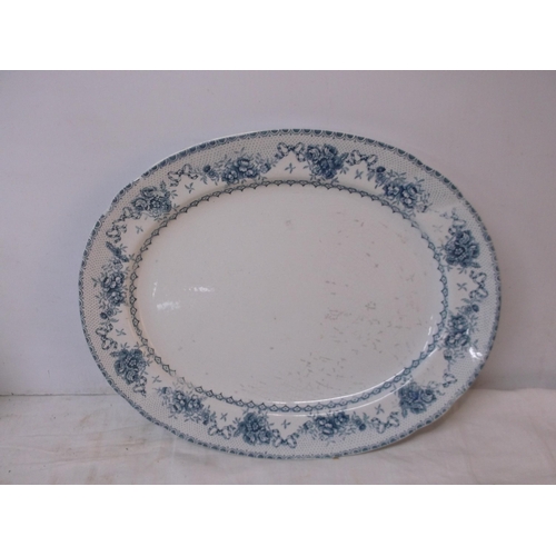 189 - Large blue & white platter 45cm X 37cm