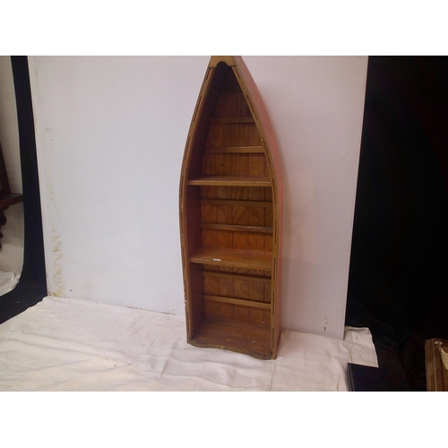 11 - Wooden boat shaped shelf unit 93cmH X 31cmW