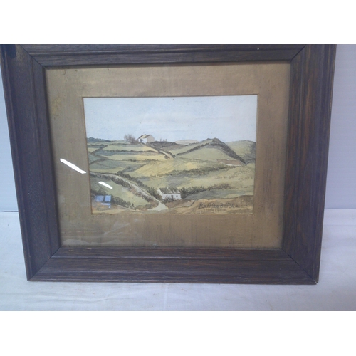 163 - Original water colour by Kathleen Bridle actual size 18cm X 12.5cm, with oak frame 31.5cm X 26.5cm