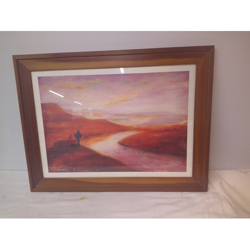 168 - Large, modern pine framed picture 83cm X 63cm overall