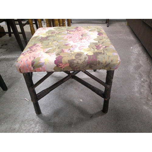 185 - Small upholstered stool 41cm X 41cm X 36cmH