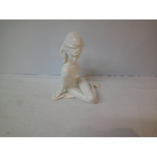 73 - A white pottery Lady figurine 30cmH