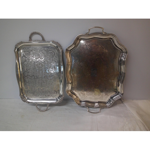 90 - Two silver plated trays, largest 57cm X 40cm