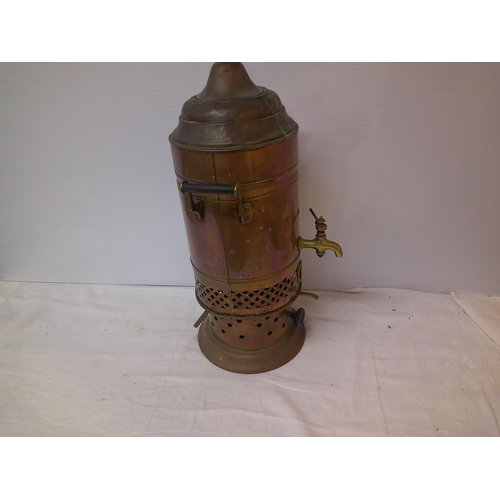 94 - A tall copper boiler with a brass tap 63cmH