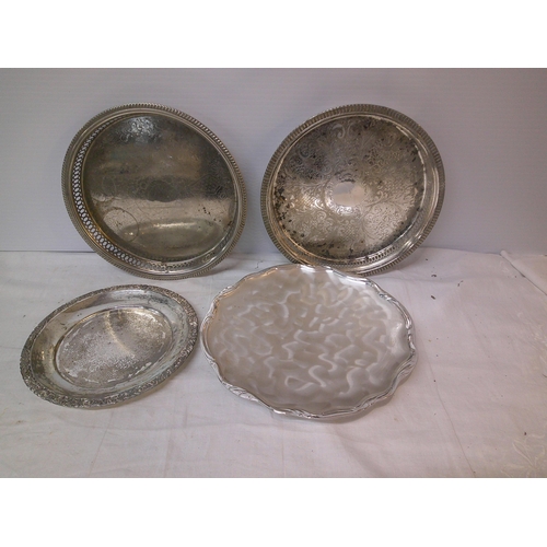 95 - Four silver plated trays, largest 29cmD