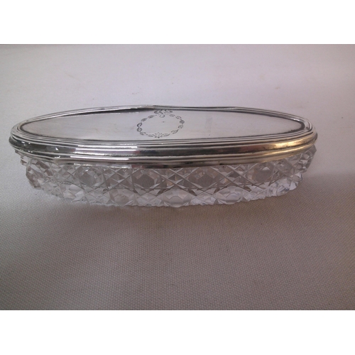 108 - Silver lidded cut glass trinket box Birmingham 1913