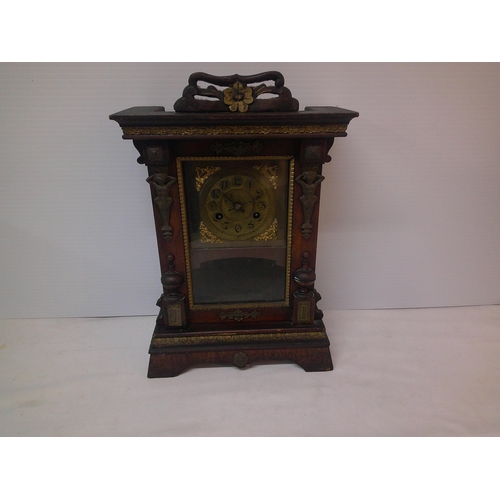 116 - Edwardian, brass mounted mantle clock