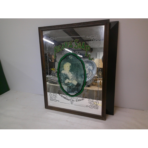 134 - Original framed Pears' soap advertising mirror 51cm X 66cm