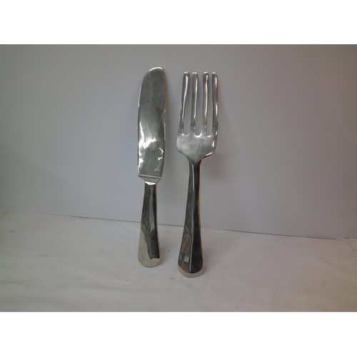 145 - Large knife & fork each 59.5cmL