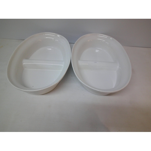 151 - Two white Ray ware serving dishes each 39cmW