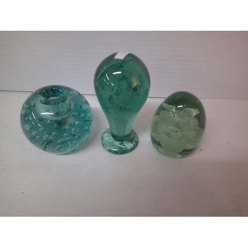 165 - Three glass paper weights tallest 14.5cm