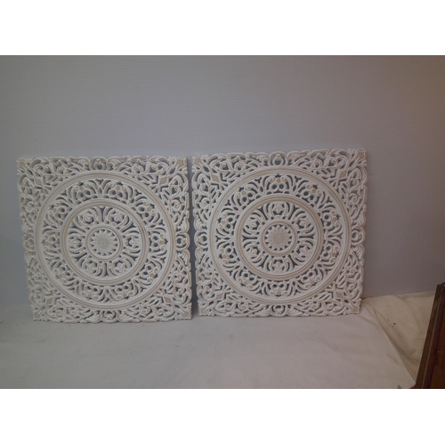 179 - Two white wall plaques each 55cm X 55cm