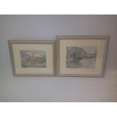 208 - Two framed watercolours  largest 47cm X 41cm overall