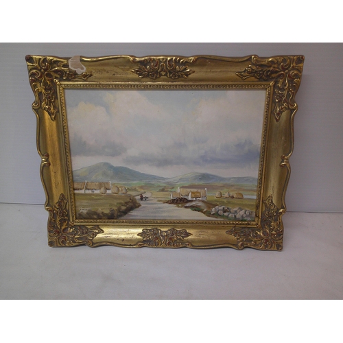 61 - Gilt framed oil painting, Belmullet Co. Mayo, by N. Reid 45cm X 35cm