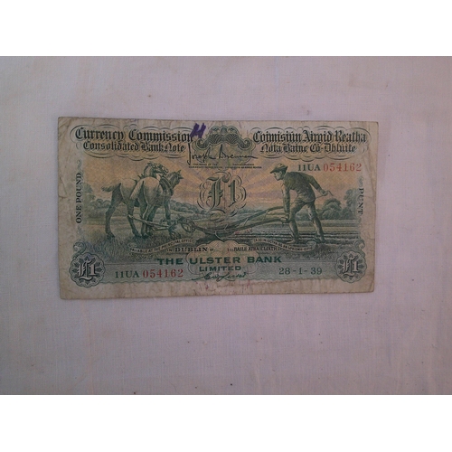 91 - Irish Ploughman £1 note [fair condition] 1939