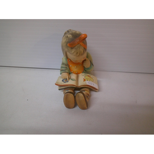 96 - Goebel figurine, girl reading 12cmH, repaired