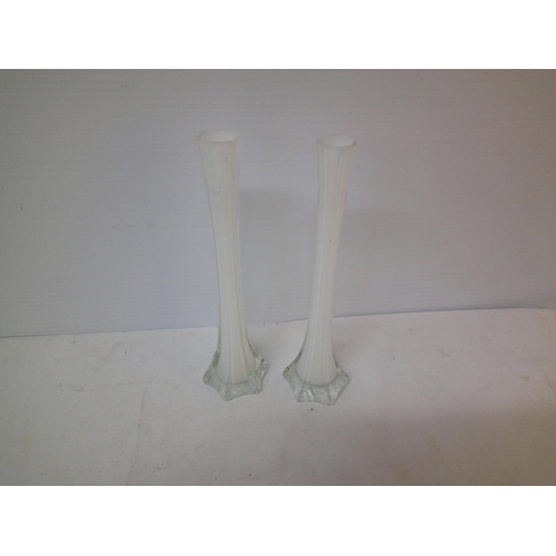 296 - A pair of tall glass vases 30cmH