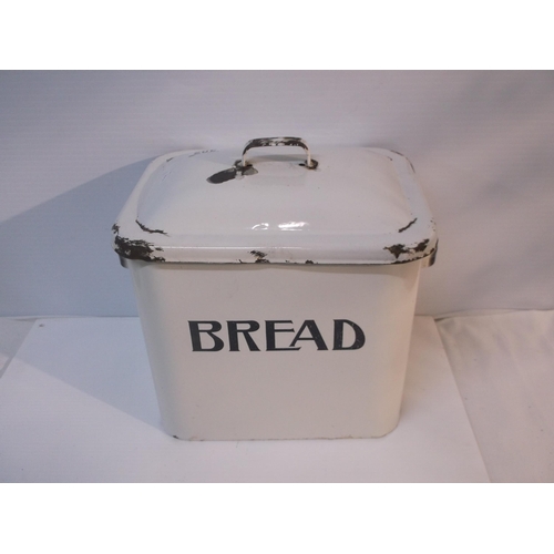 302 - Enamel bread bin 33cmH X 32cmW X 25cmD