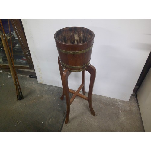 323 - Tall brass bound plantstand 90cmH