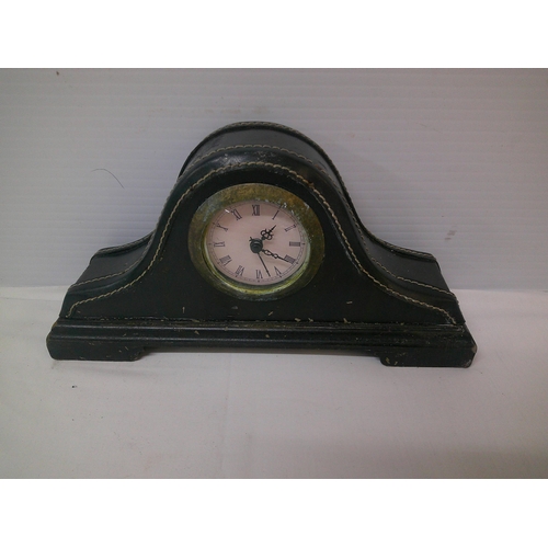 24 - Leather mantle clock