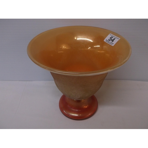 54 - Large orange glass bowl 23cmD X 21cmH