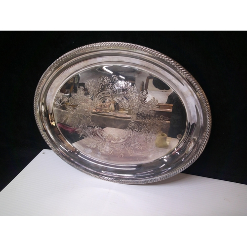116 - An oval silver plated tray 42cmW