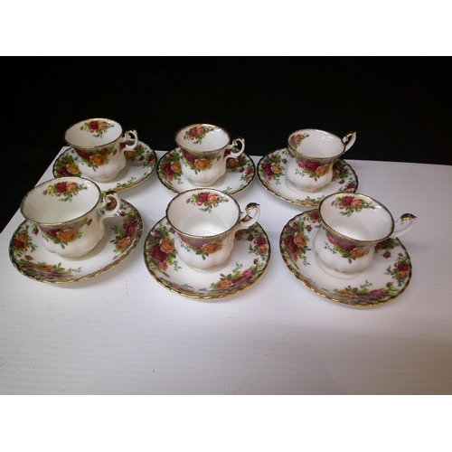 118 - A Royal Albert 'Old Country Roses' pattern set of six coffee cups & saucers