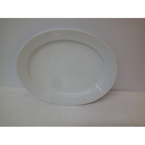 114 - Large white Belleek 1st period side plate 45.5cm X 37cm