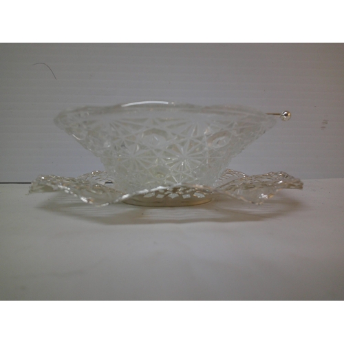 175 - Glass sugar 14cmD with silver plate