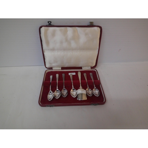 176 - Boxed silver plated teaspoons and sugar shovel - boxed