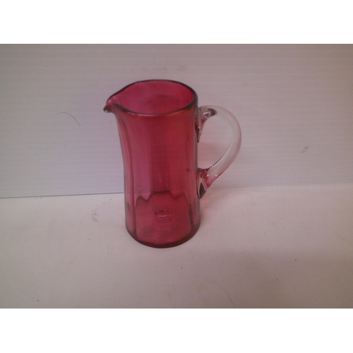 178 - Victorian ruby glass jug - 16cmH