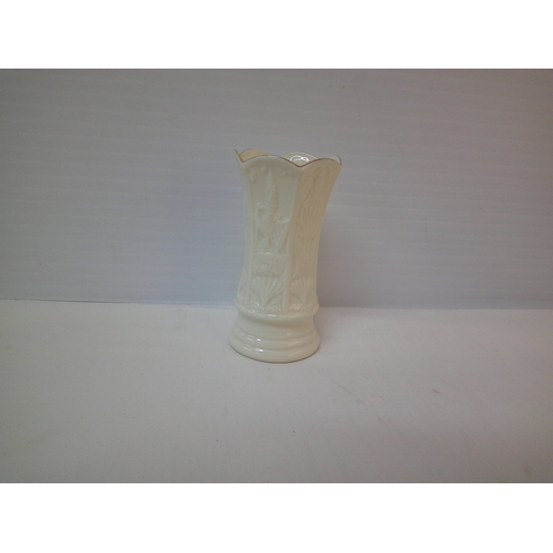 265 - A small Belleek vase - gold mark - 10.5cmH