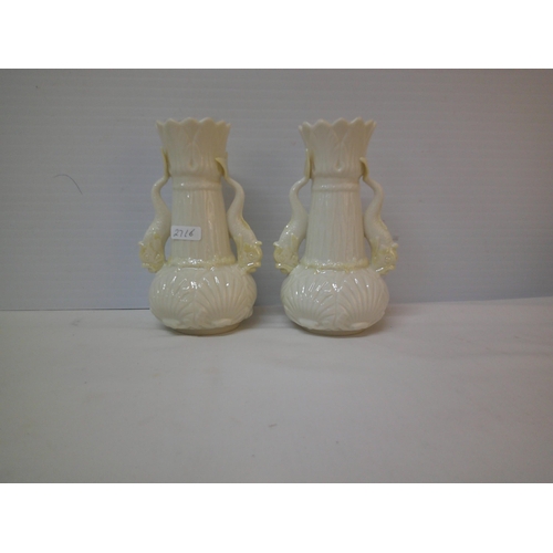 269 - A pair of Belleek 6th period fish vases - 16cmH