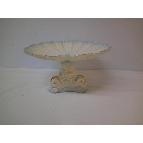 279 - A Belleek 6th period - Dolphin centrepiece - 26cmD x 13cmH