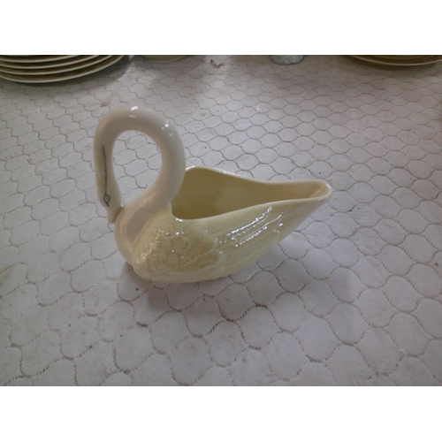 288 - A Belleek 6th period pottery swan