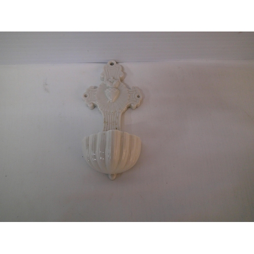 309 - A Belleek 2nd period holy water font - 17cmH