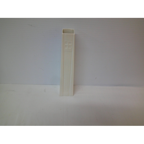 93 - A tall Belleek pottery vase 33.5cmH