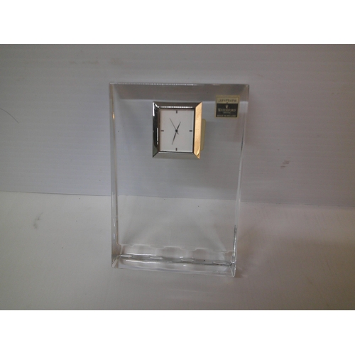 97 - A Waterford glass, John Rocha clock 7cm X 2cm X 3.5cm