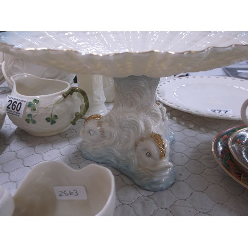 279 - A Belleek 6th period - Dolphin centrepiece - 26cmD x 13cmH